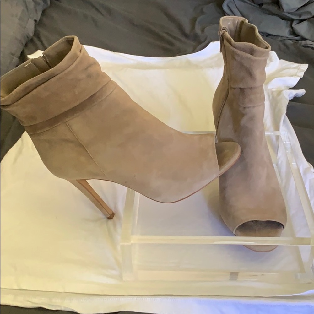 Vince Camuto Open Toe Suede Booties